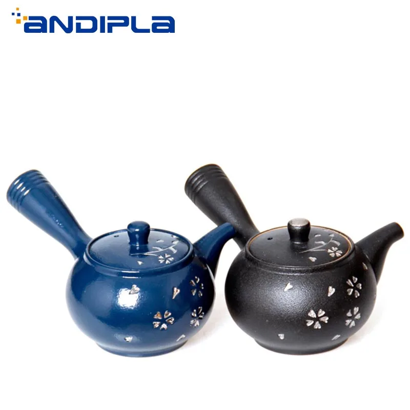 

200ml Japanese Style Coarse Pottery Silver Side Handgrip Pot Ceramic Teapot Thicken Heat Resistant Handle Tea Pots Tea Kettle