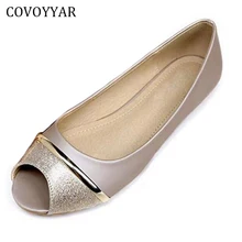 COVOYYAR/ мягкая женская обувь с открытым носком; сезон весна-лето; модные сандалии на плоской подошве; женская обувь золотистого цвета; большие размеры 34-43; WFS709
