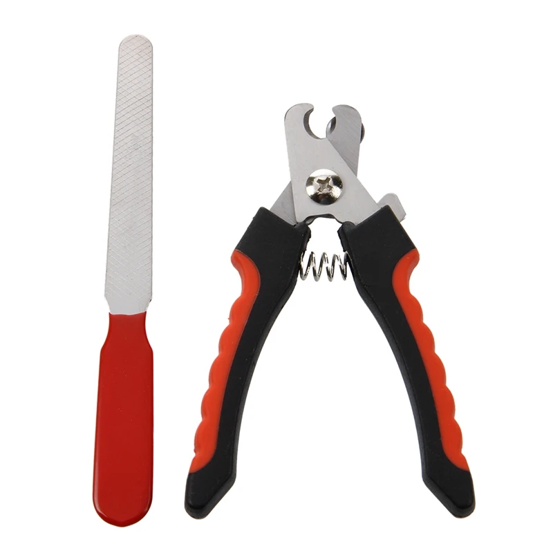

Stainless steel nail clipper file for pet dogs red black small size