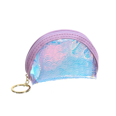 Purple Shell Прозрачные Кошельки для монет, карт, ключей, кредитных держателей, кошелек для девочек на молнии, мини-мультяшная водонепроницаемая сумка с рисунком, Детская сумка для монет - Цвет: Purple Shell