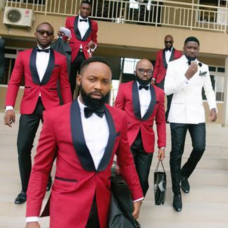 

Red Suit Men Mens Suits for Wedding Slim Fit Mens Tuxedo Jacket+Pants 2 pieces Man Suit Costume Homme Terno Masculino