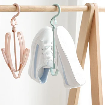 

New Style 5PCS Balcony Double-hook Shoe Hanger Convenient Removable Type Plastic 360 Degree Rotate Shoe Rack Hot Drying Rack