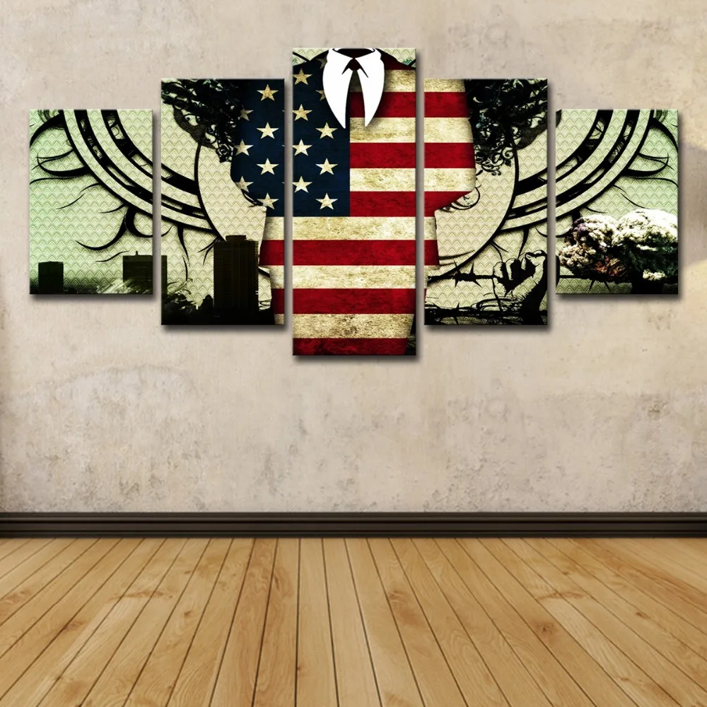 5P2261-HD Printed American Man Painting 5 piece Canvas art Print room decor print poster picture canvas Free shipping (1  (2)