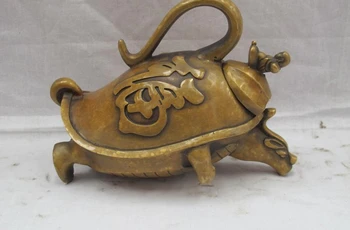 

China Classical Pure Bronze Boy Blessing Longevity Turtle Tea Wine Pot Flagon