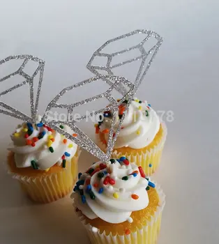 

glitter diamond cutout ring cake cupcake toppers weddings, showers, parties, birthday, favors, candy table, dessert, Food Picks