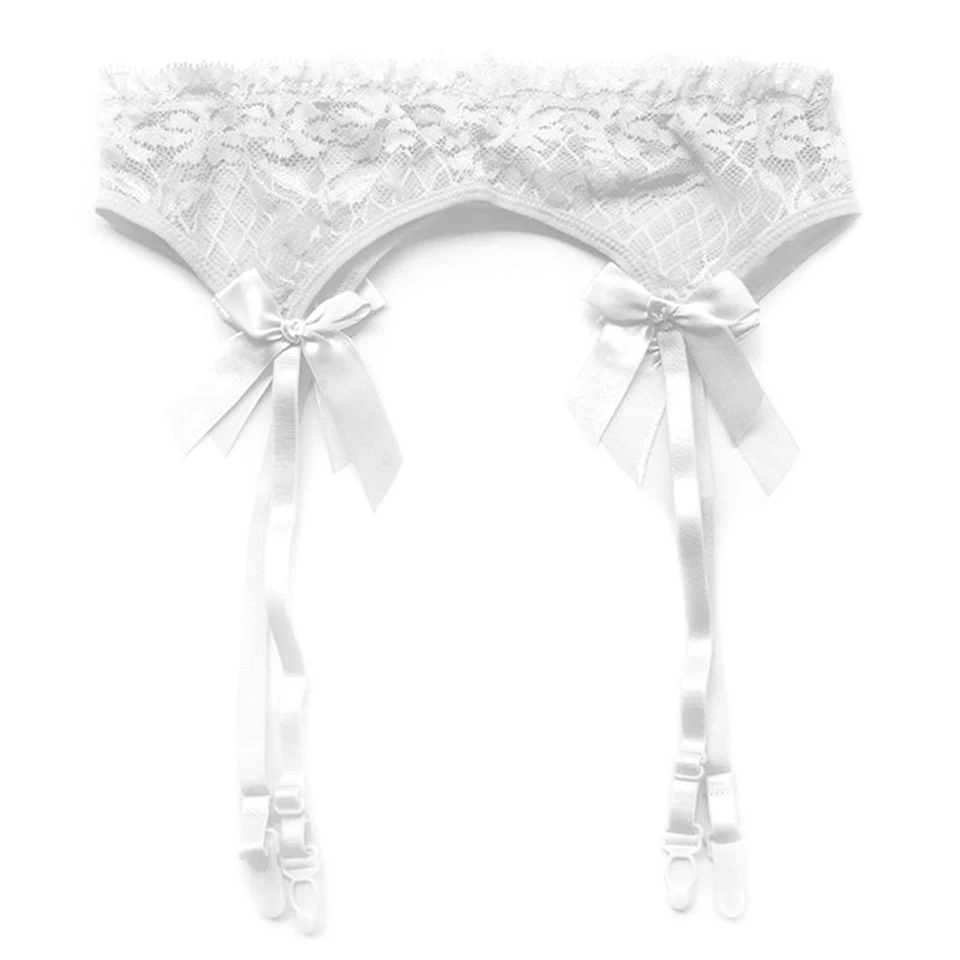 Sheer Lace Ligas сексуальный топ, облегающие чулки с поясом, бандаж, женское белье, подвязки с поясом, набор подвязок - Цвет: Белый