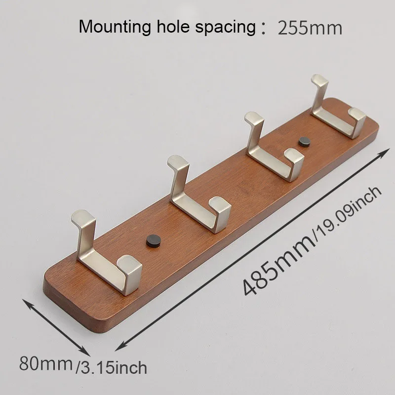 Бамбуковые креативные двойные крючки настенный крючок-вешалка деревянные вешалки для одежды в спальне простые деревянные крючки полка для хранения одежды - Цвет: Coffee