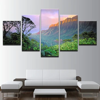 

Wall Art Canvas Prints Posters Living Room Decor 5 Pieces Forest Mountains Paintings Sunset Natural Landscape Pictures Framework