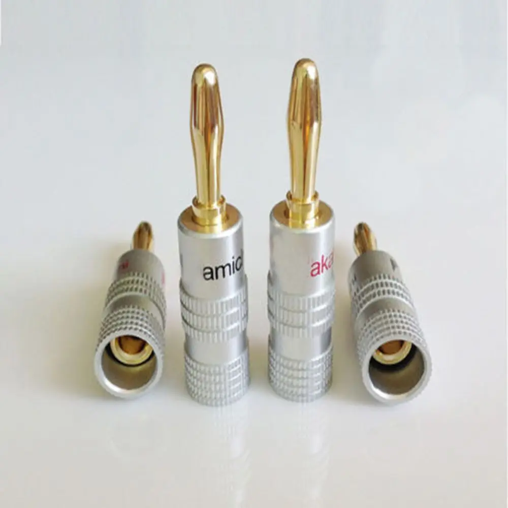 Durable 4mm Banana Plug For Video Gold Plated Speaker Copper Adapter