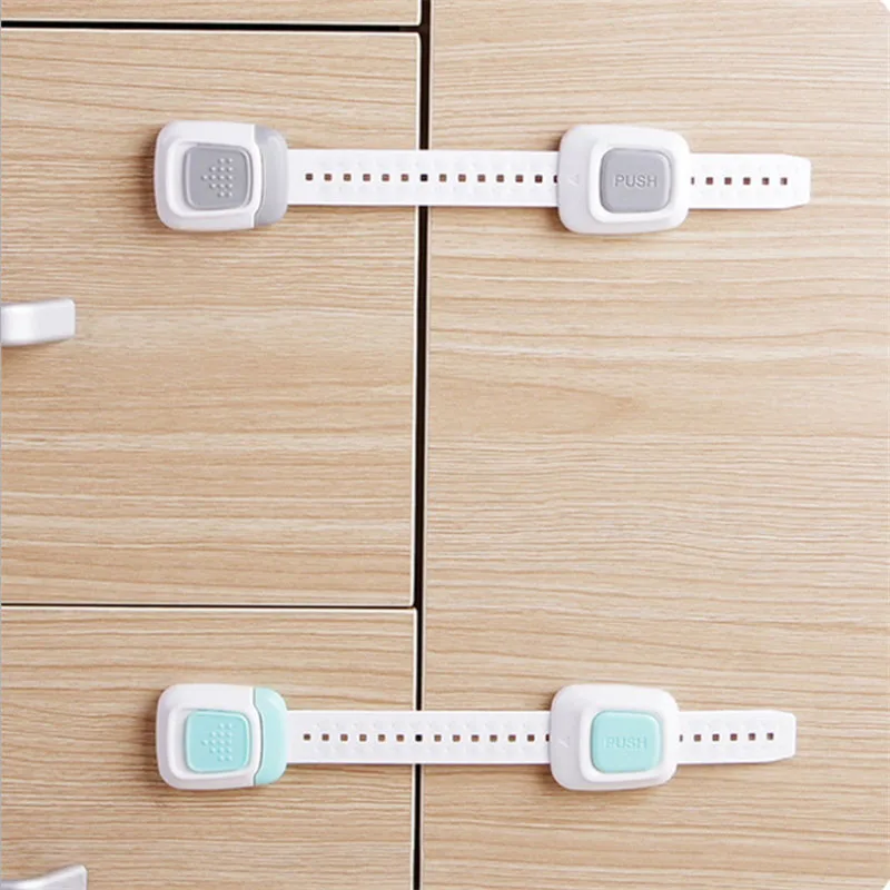 

5pcs Children Safety Drawer Lock Double Button Protection Adjustable For Cabinet Refrigerator _WK