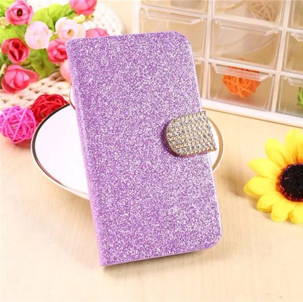 Для lenovo A5 роскошный флип-чехол для телефона из искусственной кожи для lenovo K320T оболочки блестящая Бриллиантовая задняя крышка для lenovo K320T Капа - Цвет: Purple With Diamond