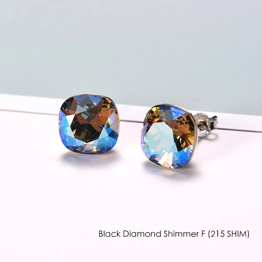 Crystals From Swarovski Stud Earrings For Women New Fashion Sterling silver Earrings Piercing Earring Elegant Wedding Jewelry - Окраска металла: 215 SHIM