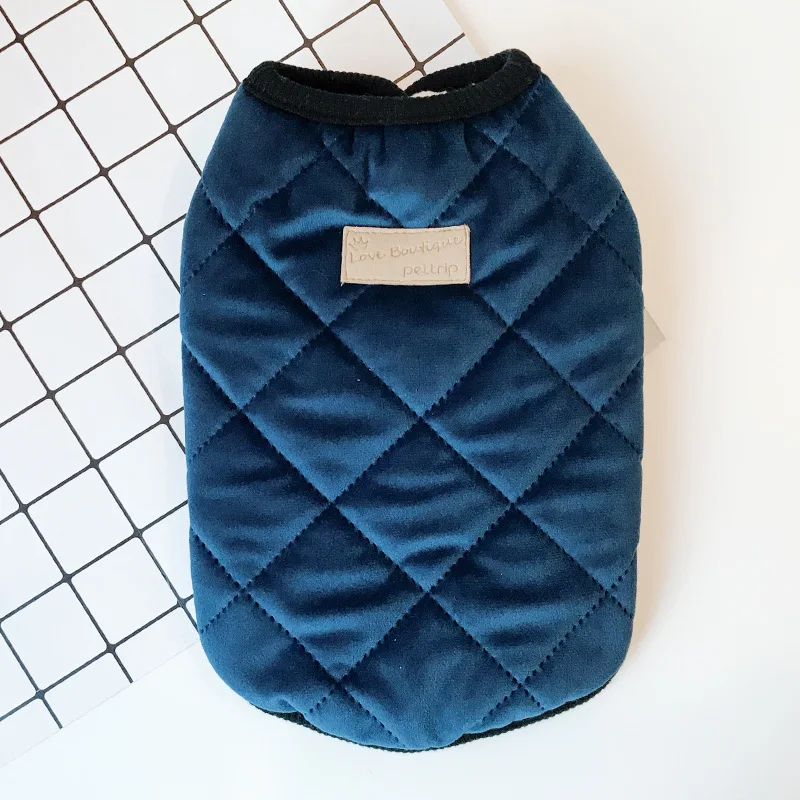 

Autumn and winter puppy clothes for dog cotton vest plus velvet cotton pet clothes for small size dog clothes