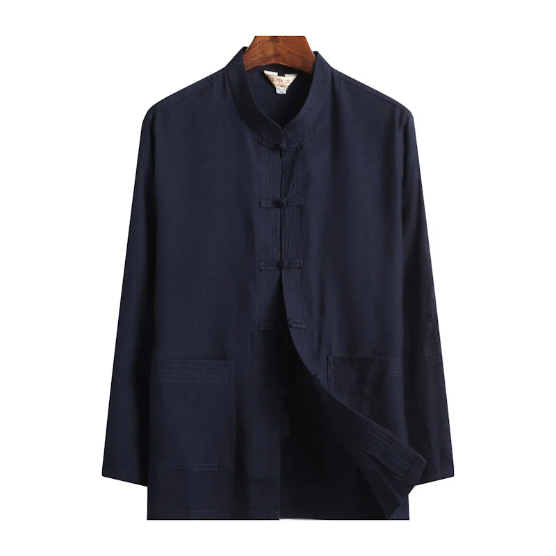 

Cotton Traditional Chinese Tang Suit Top Clothes Men Long Sleeve Kung Fu Tai Chi Uniform Spring Autumn Shirt Blouse Coat