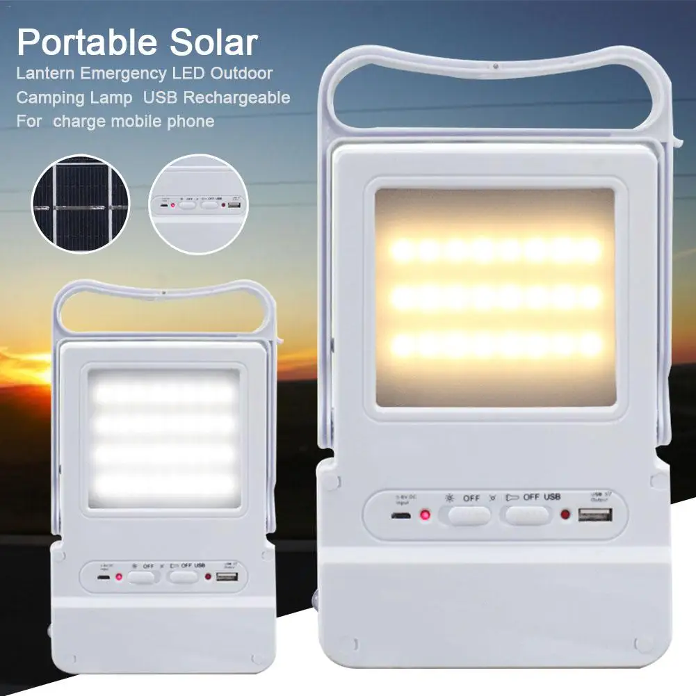 Baratos Solar portátil llevó la linterna Mini Luz de inundación LED de emergencia al aire libre Camping Lámpara USB recargable para la carga del teléfono móvil