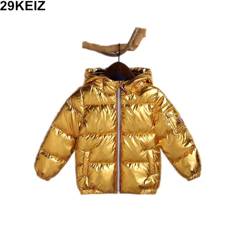 2018 Cotton Padded Winter Jacket for Boy Solid Gold Girls Winter Coat