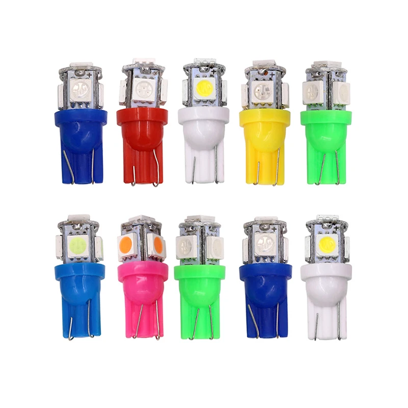 10 шт. Автомобильные светодиодные лампы T10 SMD 5050 5 LED W5W 194 168 921 2825|Сигнальная лампа| |