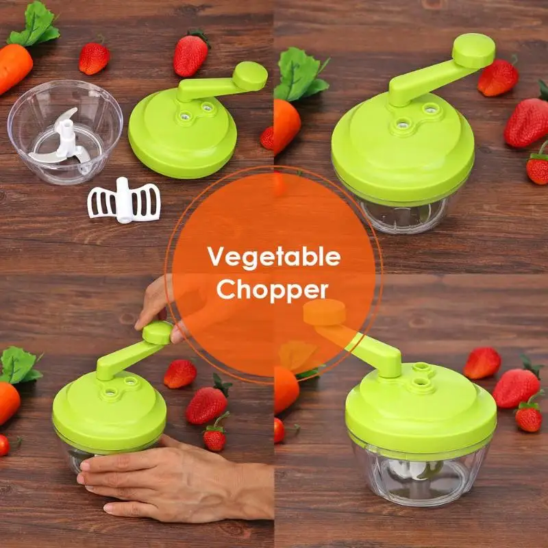 Household Vegetable Chopper Cutter Hand Press Food Processor Chopper Grinder Shredder Manual Meat Crushing Blender Machine