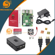 Raspberry Pi 3 modèle B +/3 Kit de démarrage + boîtier + carte SD 16/32G + ventilateur + adaptateur secteur + câble HDMI + dissipateur de chaleur pour RPI 3/3b +(China)