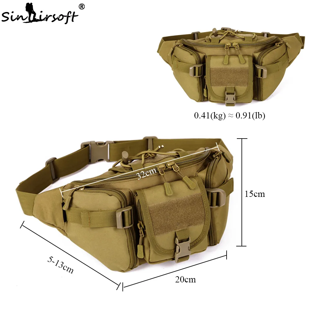 SINAIRSOFT Тактический Молл Мешок Водонепроницаемый Мешок Талии Fanny Pack Туризм Рыбалка Спорт Охота Талия Пакеты Тактический Спорт Поясная Сумка