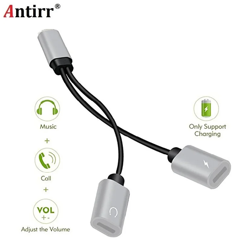 

For iphone X 7 8 plus Earphone Audio Charging Adapter Splitter Cable Support Phone Call For IOS 11 Music /Calling/Charging Cable
