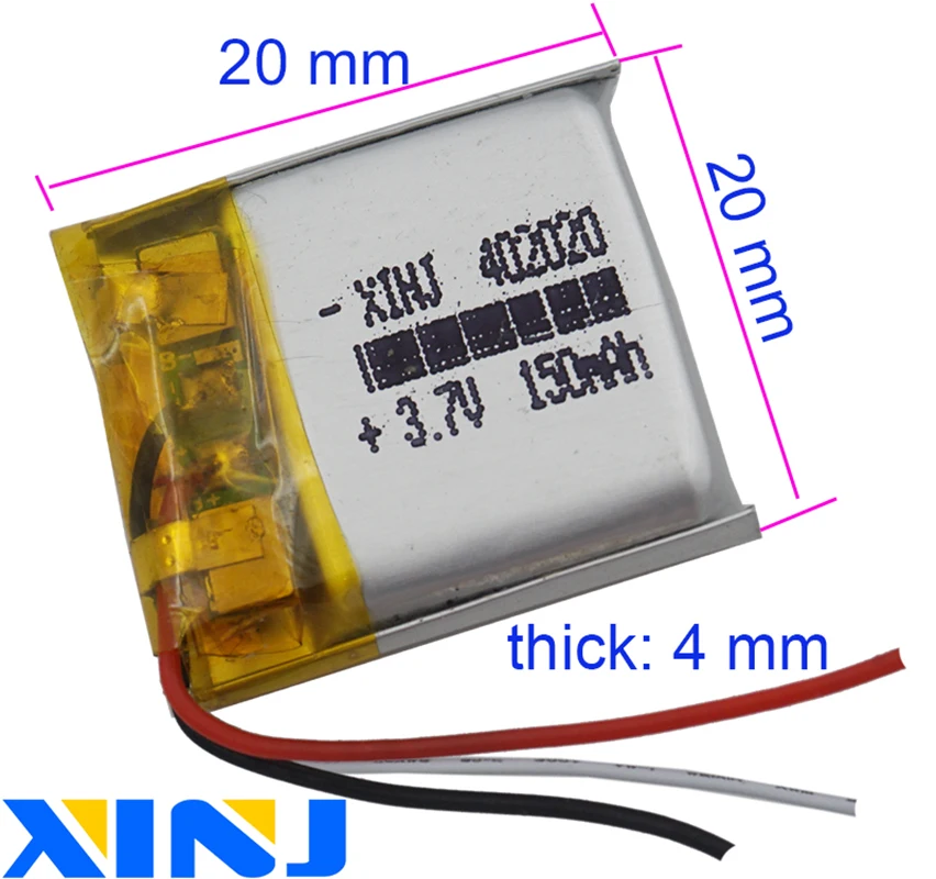Polymer Battery For Smart Ver 3.7v 150mah 0.555wh Jst 3pin Plug 402023 1.0 mm 1.25 mm 1.5 mm 2.0 mm 2.54 mm Mouse Gps Bluetooth Relógio Inteligente Pcs li - Image 2