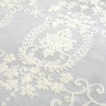 

3d embroidery flowers cortina para quarto curtain kitchen voile curtain roman curtain living room European American style 1pc