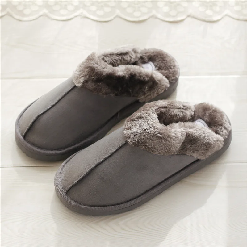 

Winter Plush Indoor Slippers Men Non-Slip Super Warm Home Slippers Thick-Soled Zapatillas Chaussons Warm Fur Furry Slippers