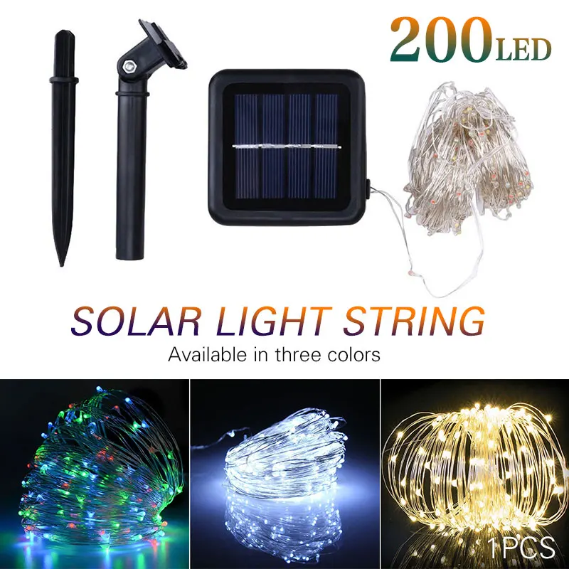 

Solar Power Fairy Light 200LED Landscape Lamp Xmas Decor Copper Wire Festival Outdoor Wedding Romantic Yard Super Bright Garden