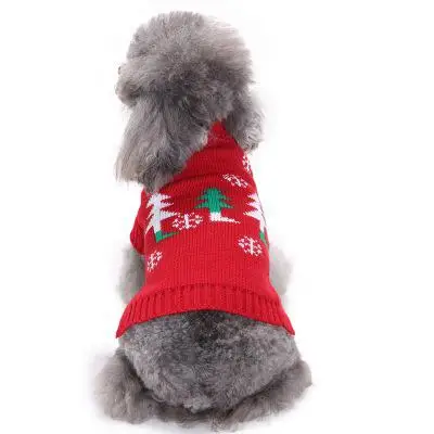 Красная рождественская Одежда для собак Зима теплая Рождественская елка Собака Свитера для питомец, маленькая собачка Костюмы Cat пальто Одежда для котят XS-XXL - Цвет: Красный