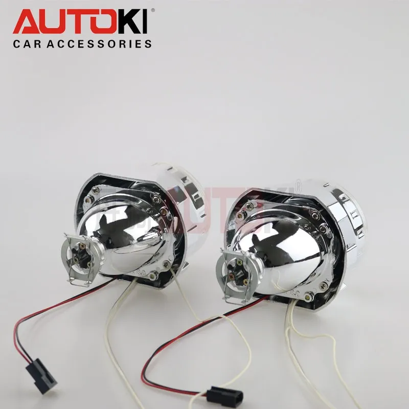 Autoki CCFL 2,5 дюйма Мини HID линзы проектора bi Xenon+ ксеноновая лампа+ CCFL ангельский глаз Halo для автомобильных фар комплект для модернизации