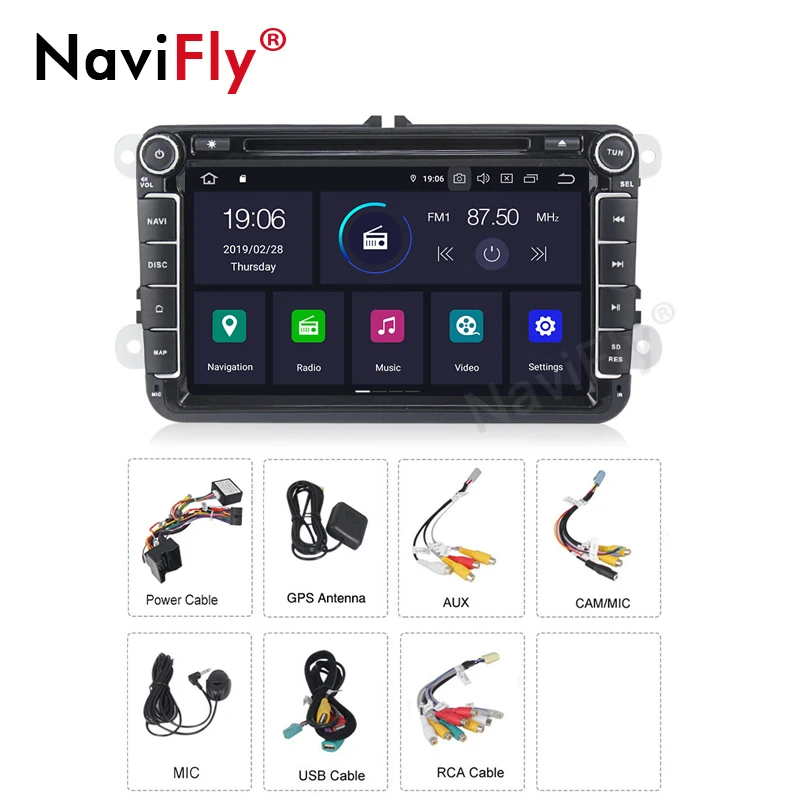 Perfect NaviFly 8" 2 Din DSP Android 9.0 IPS car dvd for Passat b7/POLO/GOLF 5 6/Skoda Octavia/SEAT leon with radio gps BT WIFI RDS 5