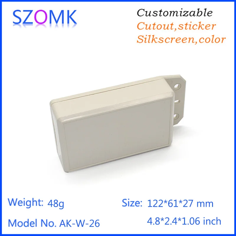 

(1 pcs)szomk wall mounted electronics junction box 122*61*27mm hot selling abs material plastic electronics case for pcb board