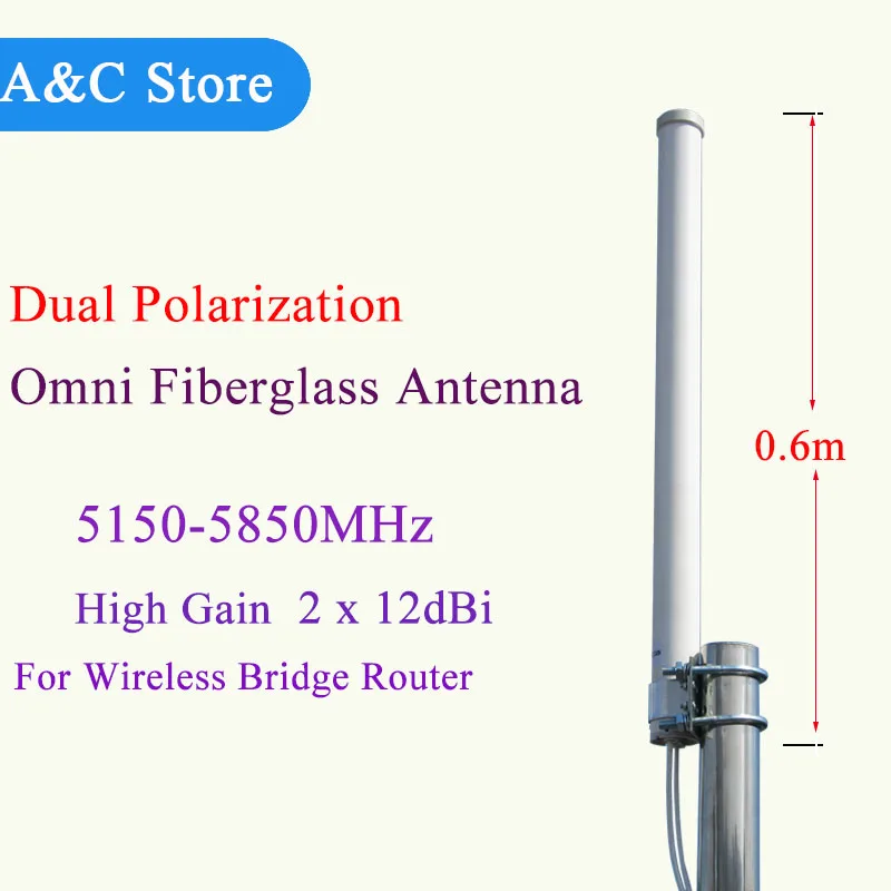 

5.8g mimo antenna dual polarization omni fiberglass 24dBi wifi antenna 5150~5850mhz high quality factory outlet antenna