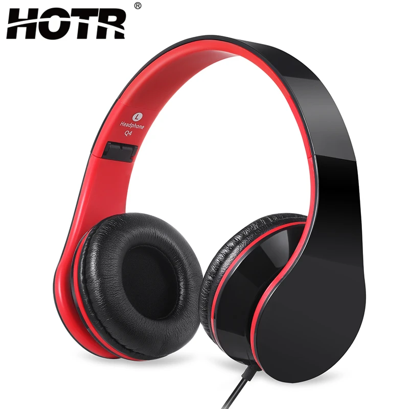 HOTR Wired Headphone with HD Microphone Extendable& Foldable Headband Headpiece 3.5mm Universal