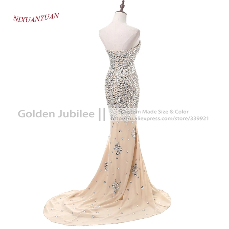 lavender prom dresses NIXUANYUAN 2017 New Custom Made Luxury Crystal Mermaid Prom Dress 2017 Chiffon Party Dress Sexy Side Split vestidos de baile Hot orange prom dresses