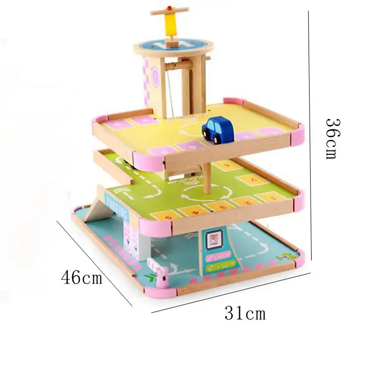 Deluxe подарок парковка гараж с Лифт рампы вертолет интимные аксессуары деревянная модель здания комплект игрушечные лошадки для Д