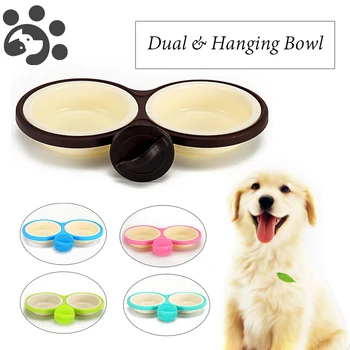 

Hanging Dog Bowls For Pets Cats Removable Bowls Treat Cages Bowl For Dogs Drinking Food Anti Overturning Dog Accessories FD0053