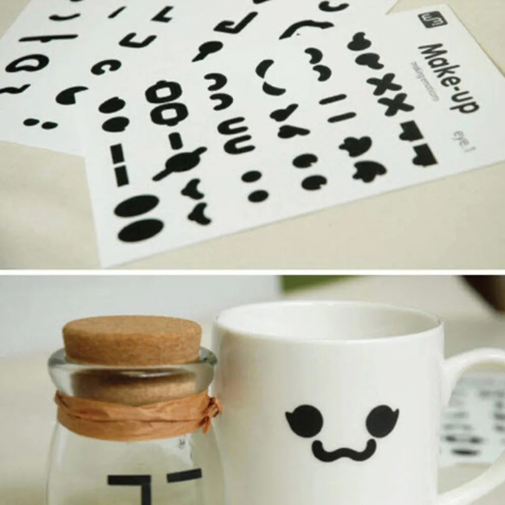3Pcs Funny Cute Smiling Face Stickers DIY Stickers For Cups Wall Switch Decal Decor Wholesale