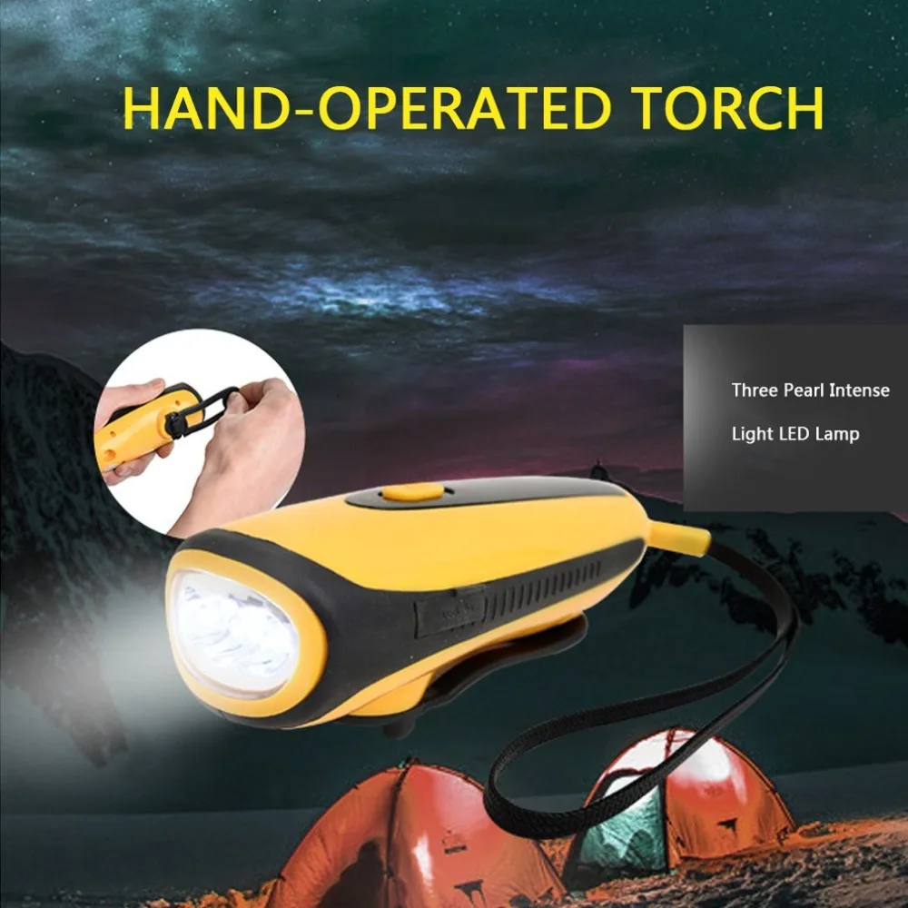 

Outdoors Flashlight USB Flashlight Hand Crank Power Flashlight Emergency Light For Daily Carrying Self-defense Camping Hiking