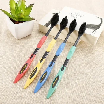 

Ultra Soft 4 Pcs Double Toothbrush Bamboo Charcoal Nano Brush Oral Care Nano-antibacterial Toothbrush Black Heads Brush