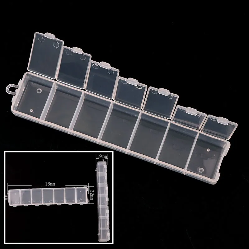 

1Pc 7 Grids Transparent Empty Plastic Rectangle Storage Box DIY Nail Art Tips Decoration jewelry Tools Case Container
