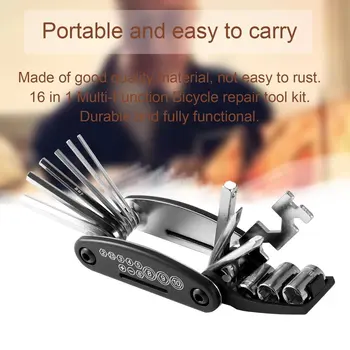 

Universal 16 in 1 Bike Repair Tool Kit Multifunctional Cycling Steel Tools Portable Bicycle Repairing Accessories