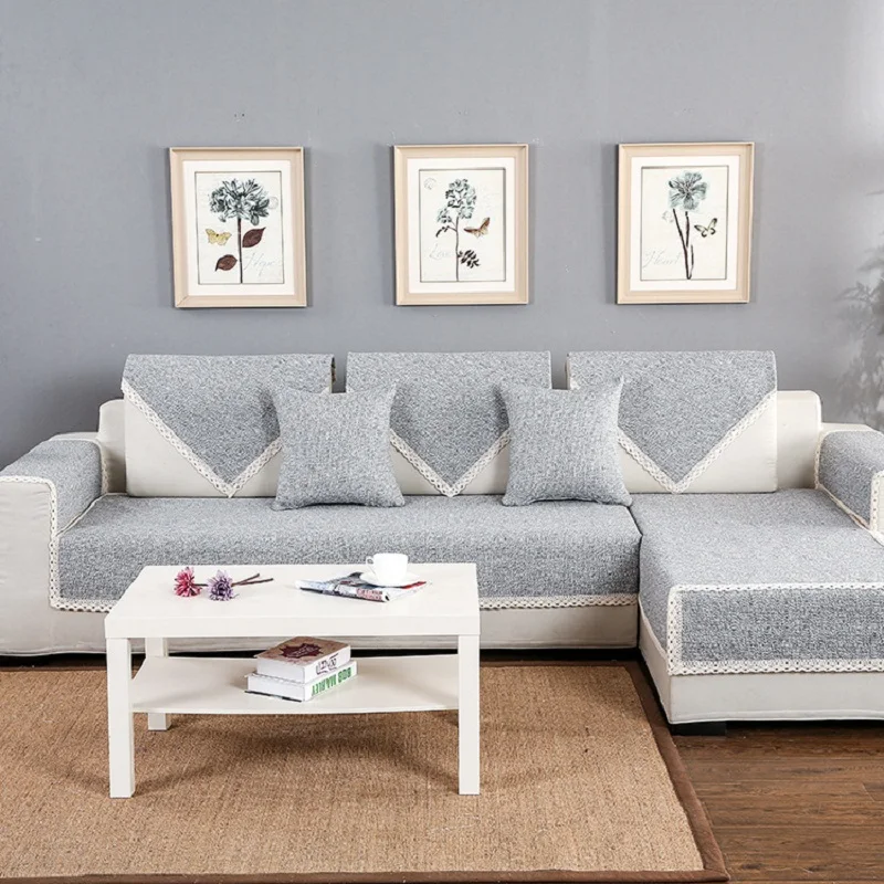 WLIARLEO Solid Sofa Towel Cover Non-slip Cotton/Linen Couch Seat Covers For Home Anti-mite sofa fabric covers | Дом и сад