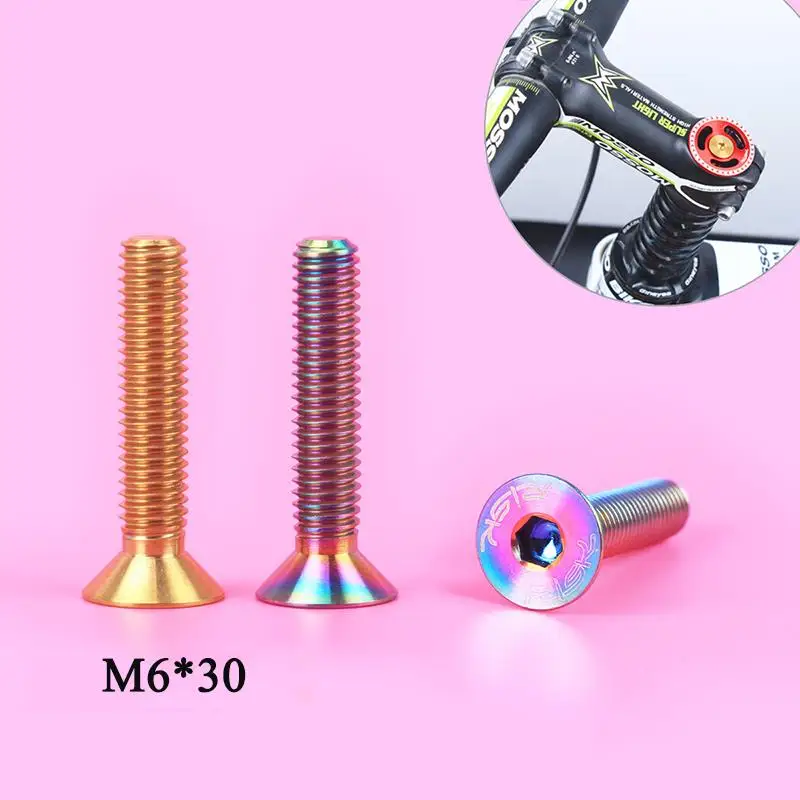Риск 1 шт./партия M6* 30 мм титановый велосипедный клеймо Болты MTB велосипед с плоской головкой болты для велоспорта гарнитура Стволовые винты со шляпкой