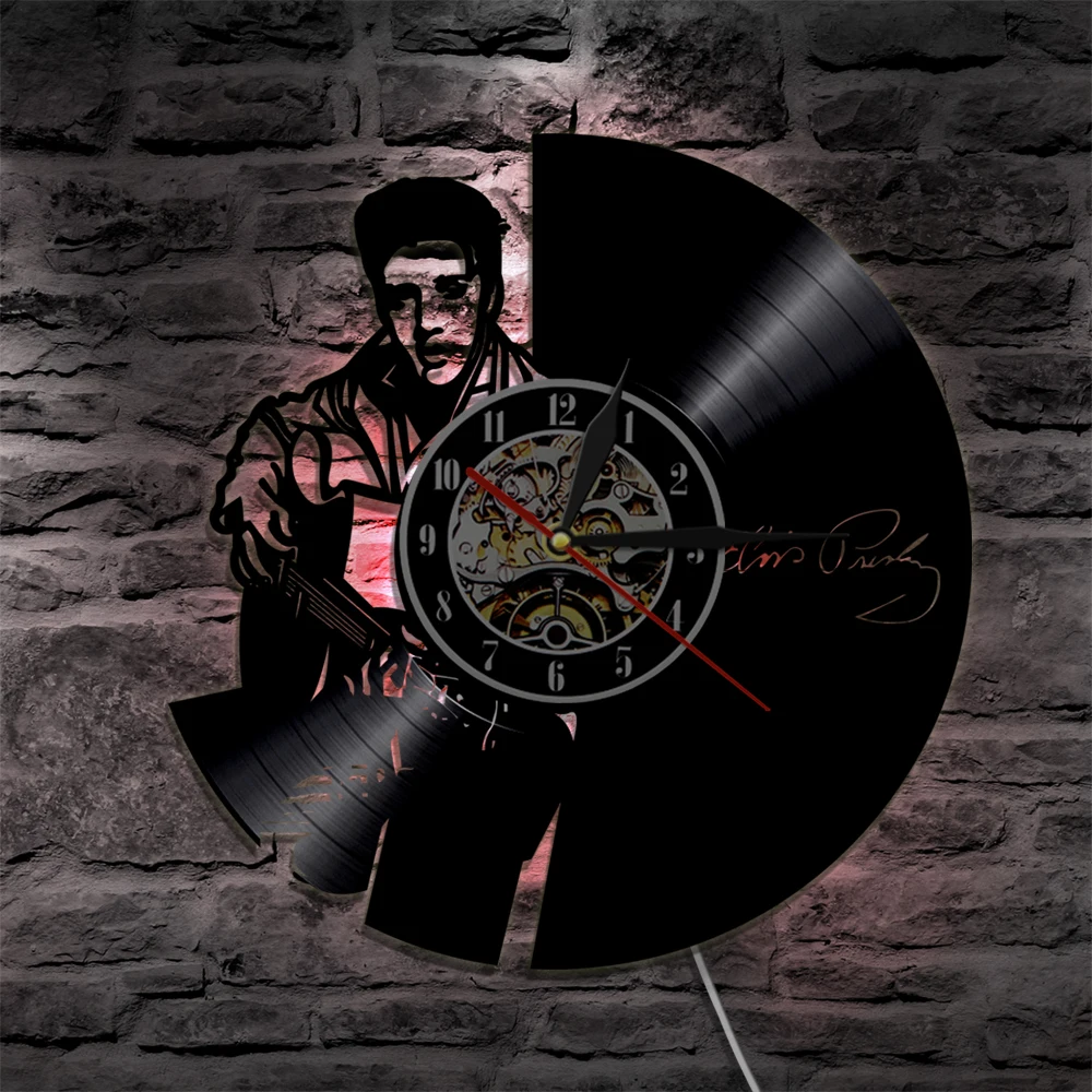 Новинка 2019 настоящие настенные часы Elvis Presley дизайнерские виниловые King Of Rock