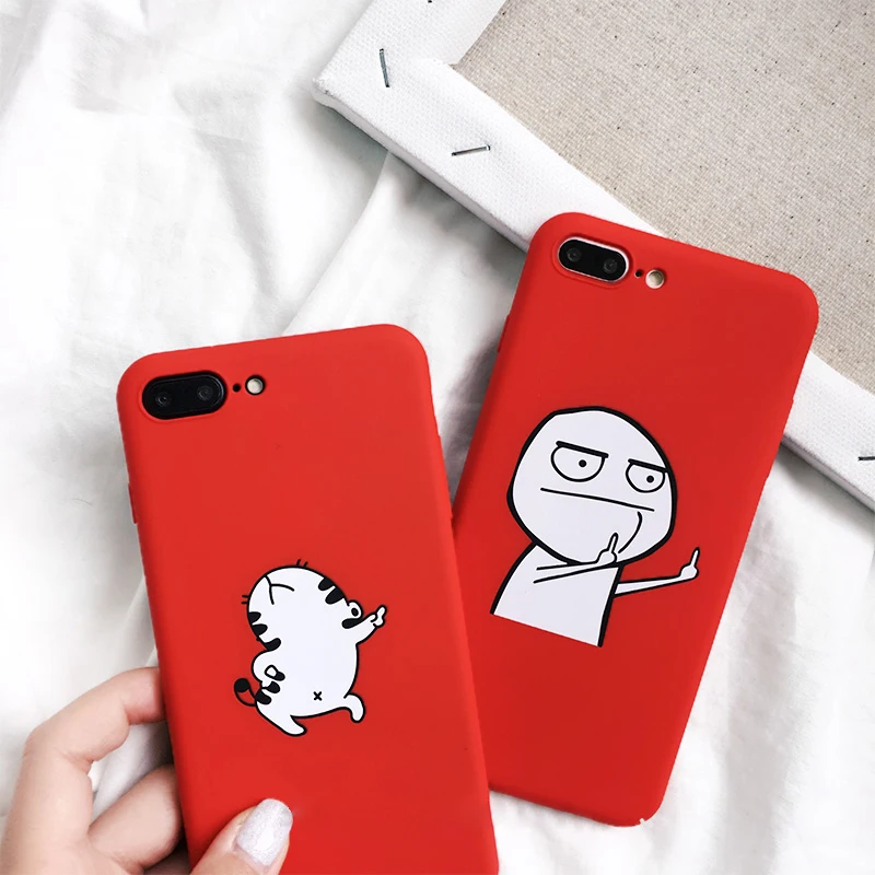 

Funny Cartoon Phone Case For iphone X Case For iphone 6S 6 7 8 Plus Cover Dancing Cat Abstract Unicorn Middle Finger Cases