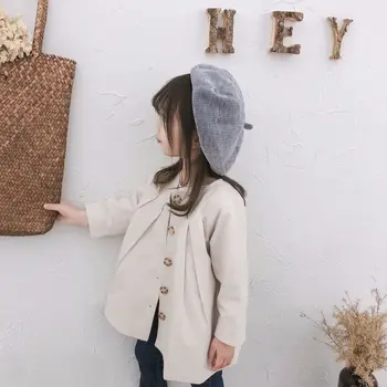 

2018 Autumn New Children Girl Round Collar Wind Coat Baby Autumn Pure Color Long Jacket Toddler Kids Long Sleeve Cotton Clothes