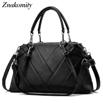 

Znakomity Leather women's handbag ladies Large capacity trendy messenger shoulder bag female European casual tote hand bag women