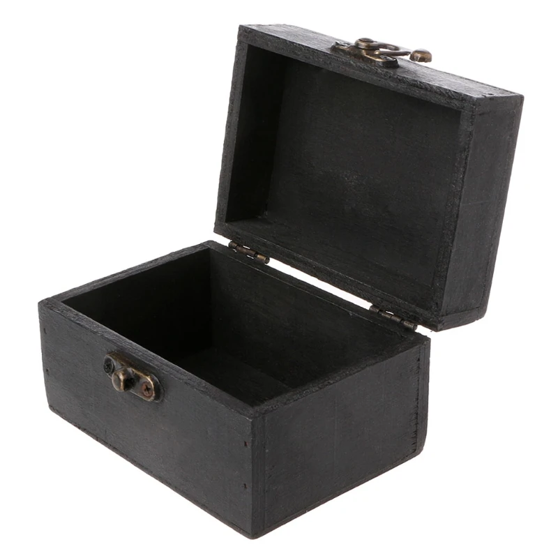 Madera negro bloqueo caja de almacenamiento tesoro collar Organizador maquillaje Organizador caja Madera negro bloqueo caja de almacenamiento tesoro collar Organizador maquillaje Organizador caja